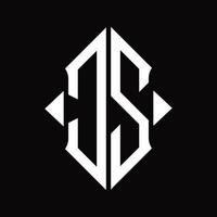 CS Logo monogram with shield shape isolated design template vector