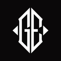GE Logo monogram with shield shape isolated design template vector