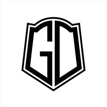 Logo monogram with shield shape outline design template vector