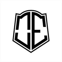 OE Logo monogram with shield shape outline design template vector