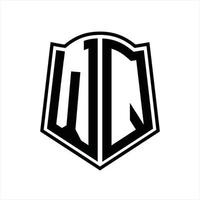 WQ Logo monogram with shield shape outline design template vector