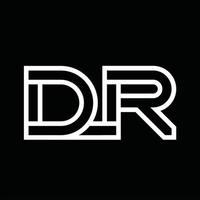 DR Logo monogram with line style negative space vector