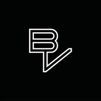 monograma de logotipo bv con plantilla de diseño de estilo de línea vector
