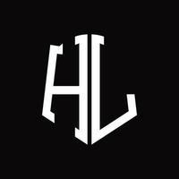 HL Logo monogram with shield shape ribbon design template vector