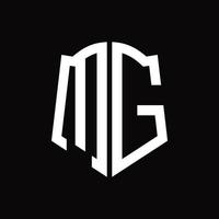 MG Logo monogram with shield shape ribbon design template vector