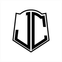 JC Logo monogram with shield shape outline design template vector