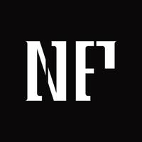 monograma de logotipo nf con plantilla de diseño de corte medio vector
