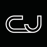 CJ Logo monogram with line style negative space vector