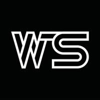 monograma del logotipo de ws con espacio negativo de estilo de línea vector