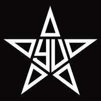 YU Logo monogram with star shape design template vector