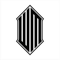 WM Logo monogram with shieldshape and outline design template vector icon abstract