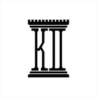 monograma de logotipo kd con plantilla de diseño de forma de pilar vector