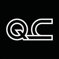 QC Logo monogram with line style negative space vector