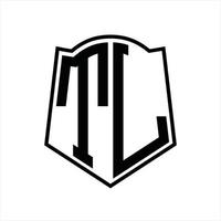monograma de logotipo tl con plantilla de diseño de esquema de forma de escudo vector