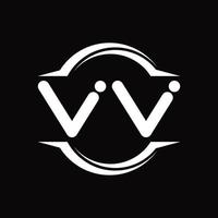 Monograma del logotipo vv con plantilla de diseño de forma de corte redondeado circular vector