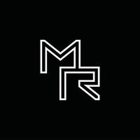 mr logo monograma con plantilla de diseño de estilo de línea vector