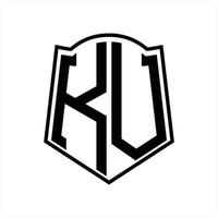 monograma del logotipo kv con plantilla de diseño de esquema de forma de escudo vector
