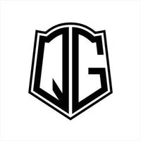 QG Logo monogram with shield shape outline design template vector