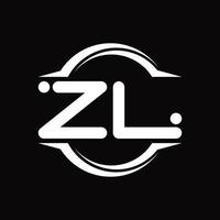 ZL Logo monogram with circle rounded slice shape design template vector