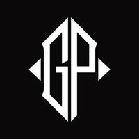 monograma del logotipo gp con plantilla de diseño aislado en forma de escudo vector