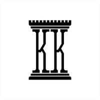 KK Logo monogram with pillar shape design template vector
