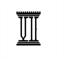 VU Logo monogram with pillar shape design template vector