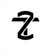 plantilla de diseño de monograma de logotipo zt vector