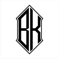 BK Logo monogram with shieldshape and outline design template vector icon abstract