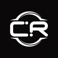 monograma del logotipo cr con plantilla de diseño de forma de corte redondeado circular vector