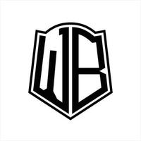 monograma del logotipo wb con plantilla de diseño de esquema de forma de escudo vector