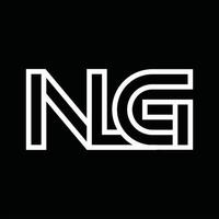 monograma del logotipo ng con espacio negativo de estilo de línea vector