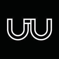 monograma del logotipo uu con espacio negativo de estilo de línea vector