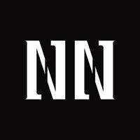 NN Logo monogram with middle slice design template vector
