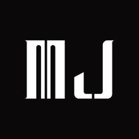 MJ Logo monogram with middle slice design template vector