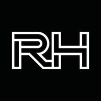 RH Logo monogram with line style negative space vector