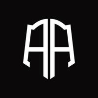 AA Logo monogram with shield shape ribbon design template vector
