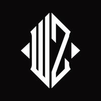 monograma del logotipo wz con plantilla de diseño aislado en forma de escudo vector