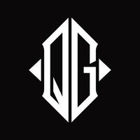 QG Logo monogram with shield shape isolated design template vector