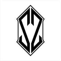 ZZ Logo monogram with shieldshape and outline design template vector icon abstract
