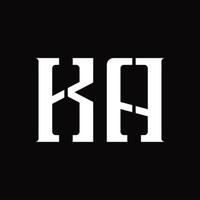 monograma de logotipo ka con plantilla de diseño de corte medio vector