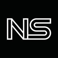 NS Logo monogram with line style negative space vector