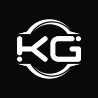 monograma de logotipo kg con plantilla de diseño de forma de corte redondeado circular vector