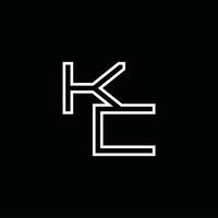 monograma del logotipo de kc con plantilla de diseño de estilo de línea vector