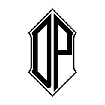 DP Logo monogram with shieldshape and outline design template vector icon abstract