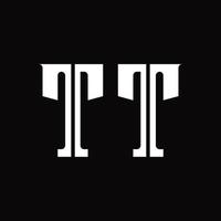 TT Logo monogram with middle slice design template vector