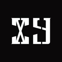 monograma del logotipo xy con plantilla de diseño de corte medio vector