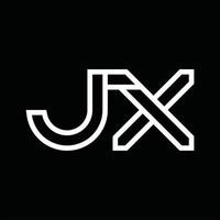 monograma del logotipo jx con espacio negativo de estilo de línea vector