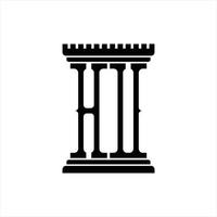 HU Logo monogram with pillar shape design template vector