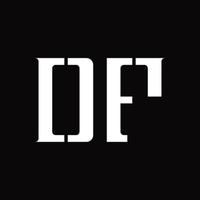 monograma de logotipo df con plantilla de diseño de corte medio vector