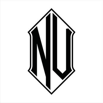 Logo monogram with shieldshape and outline design template vector icon abstract